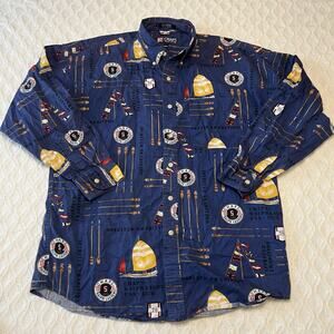 Vintage Chaps Ralph Lauren Large Spirited Traditions Graphic Button Down Shirt